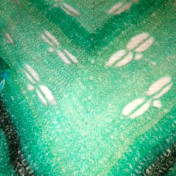 Dragonfly Crochet Shawl Wrap Teal Aqua Soft HANDCRAFTED - Picture 9 of 13